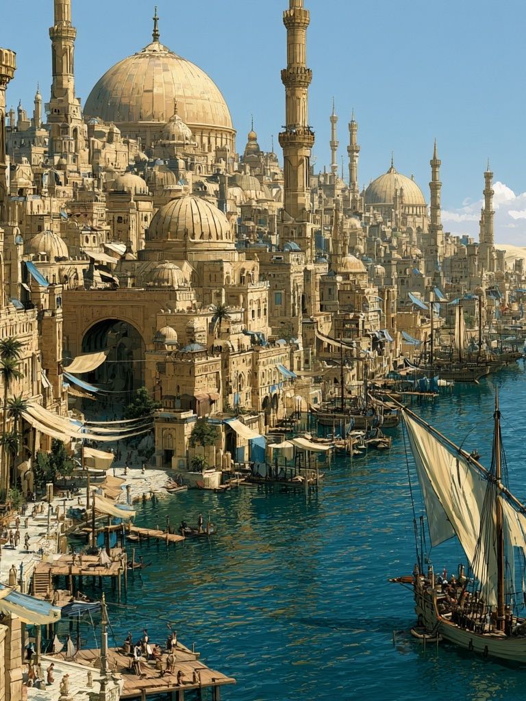 Harbor Cityscape Illustration Print. poster detail