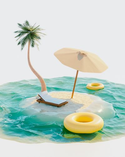 Tropical Island Escape Illustration Print.