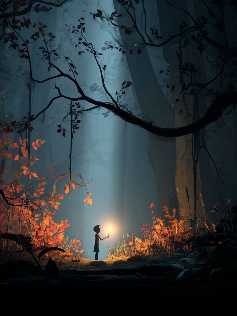 Lantern in the Forest Illustration Poster. poster detail