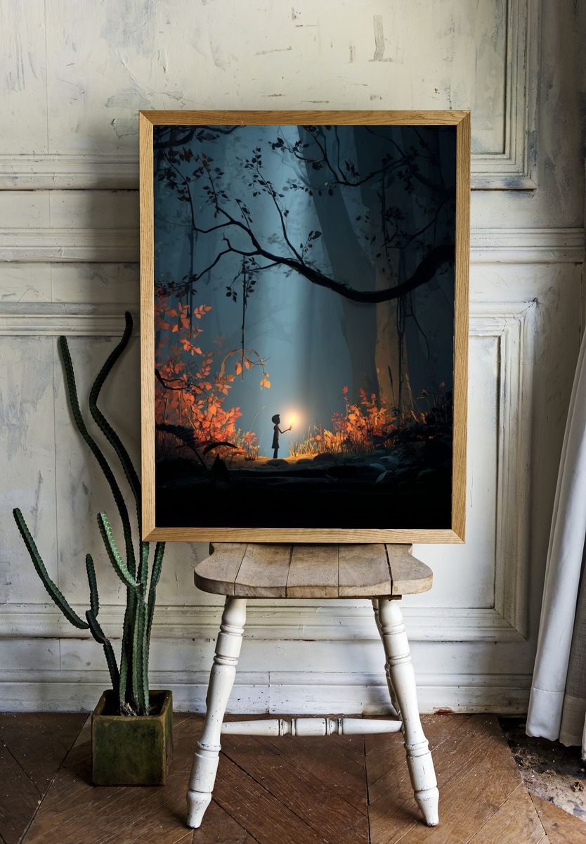 Lantern in the Forest Illustration Poster. room preview