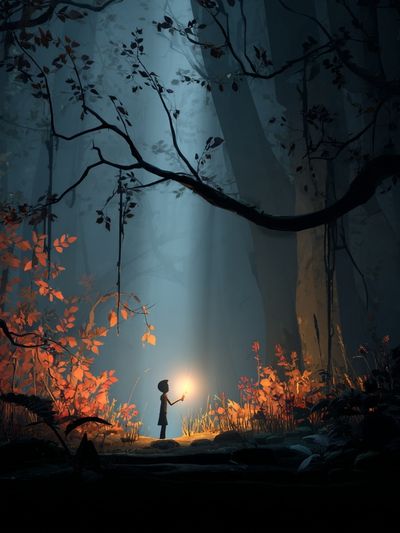 Lantern in the Forest Illustration Poster. poster print