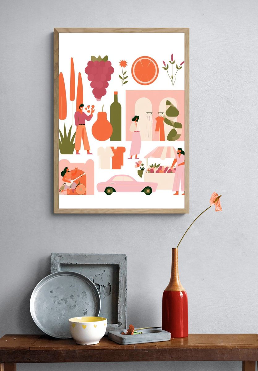 Retro Lifestyle Collage Print. — room view 3