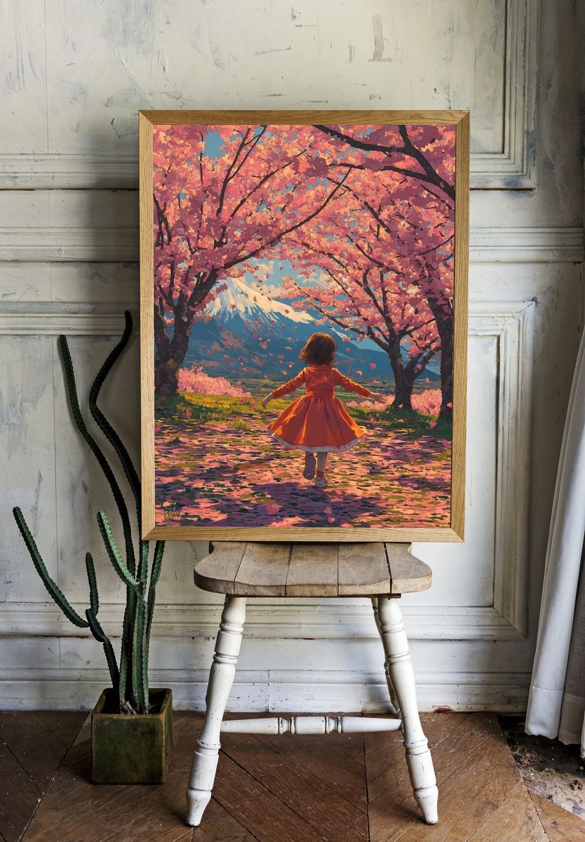 Cherry Blossom Mountain Dream Poster. — room view 1