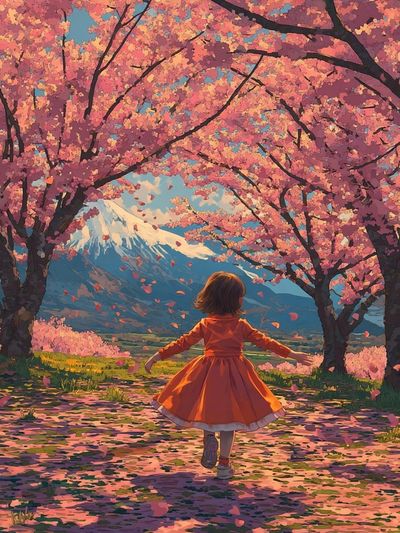 Cherry Blossom Mountain Dream Poster. poster print