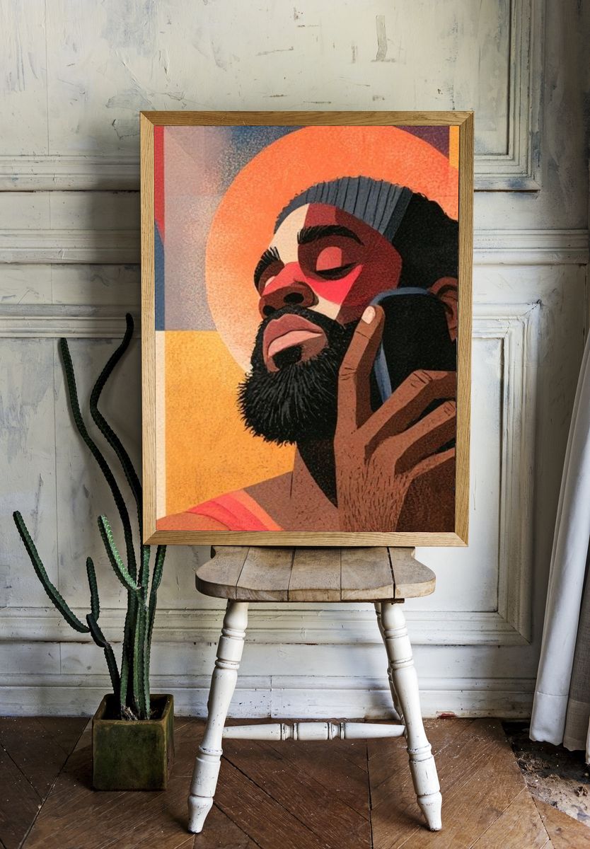 Meditative Portrait Illustration Poster. — room view 1