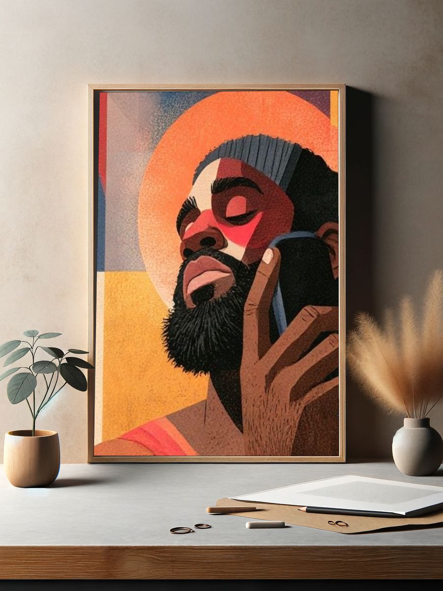 Meditative Portrait Illustration Poster. — room view 2