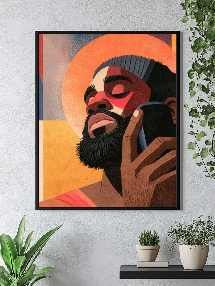 Meditative Portrait Illustration Poster. — room view 4