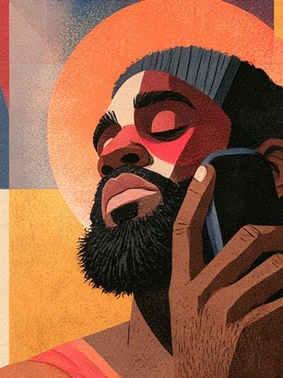 Meditative Portrait Illustration Poster. poster