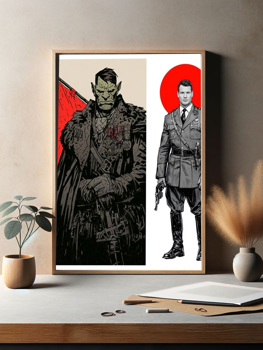 Warrior and Officer Illustration Poster. — room view 2