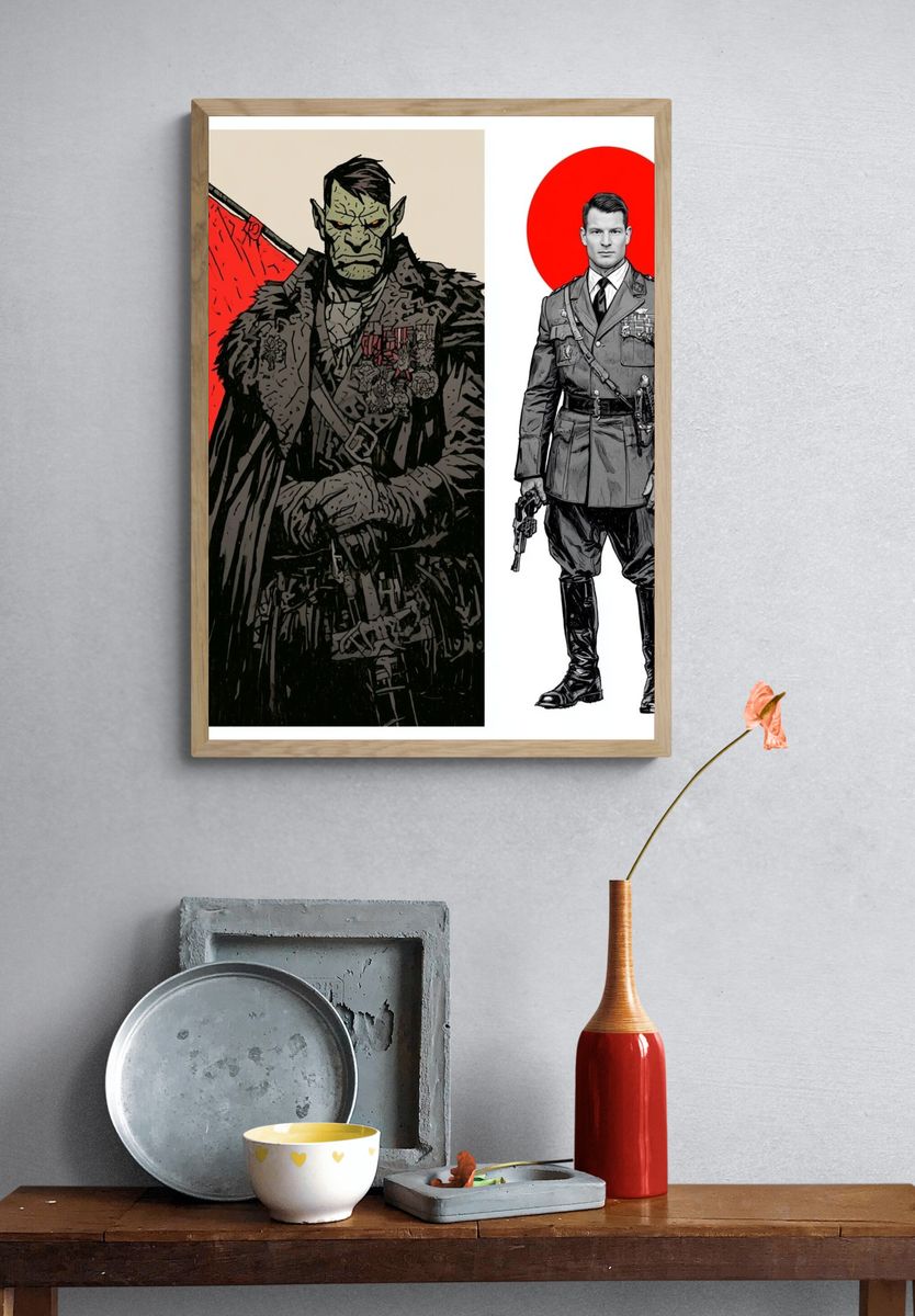 Warrior and Officer Illustration Poster. — room view 3