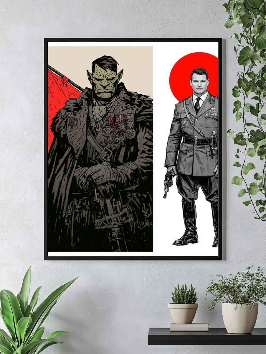 Warrior and Officer Illustration Poster. — room view 4