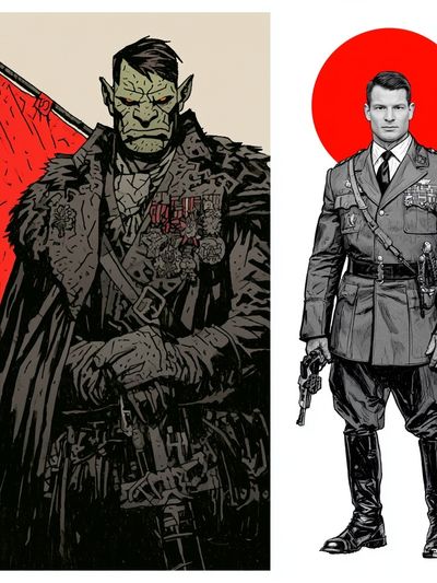 Warrior and Officer Illustration Poster.