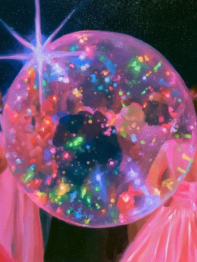 Neon Disco Ball Dance Poster.