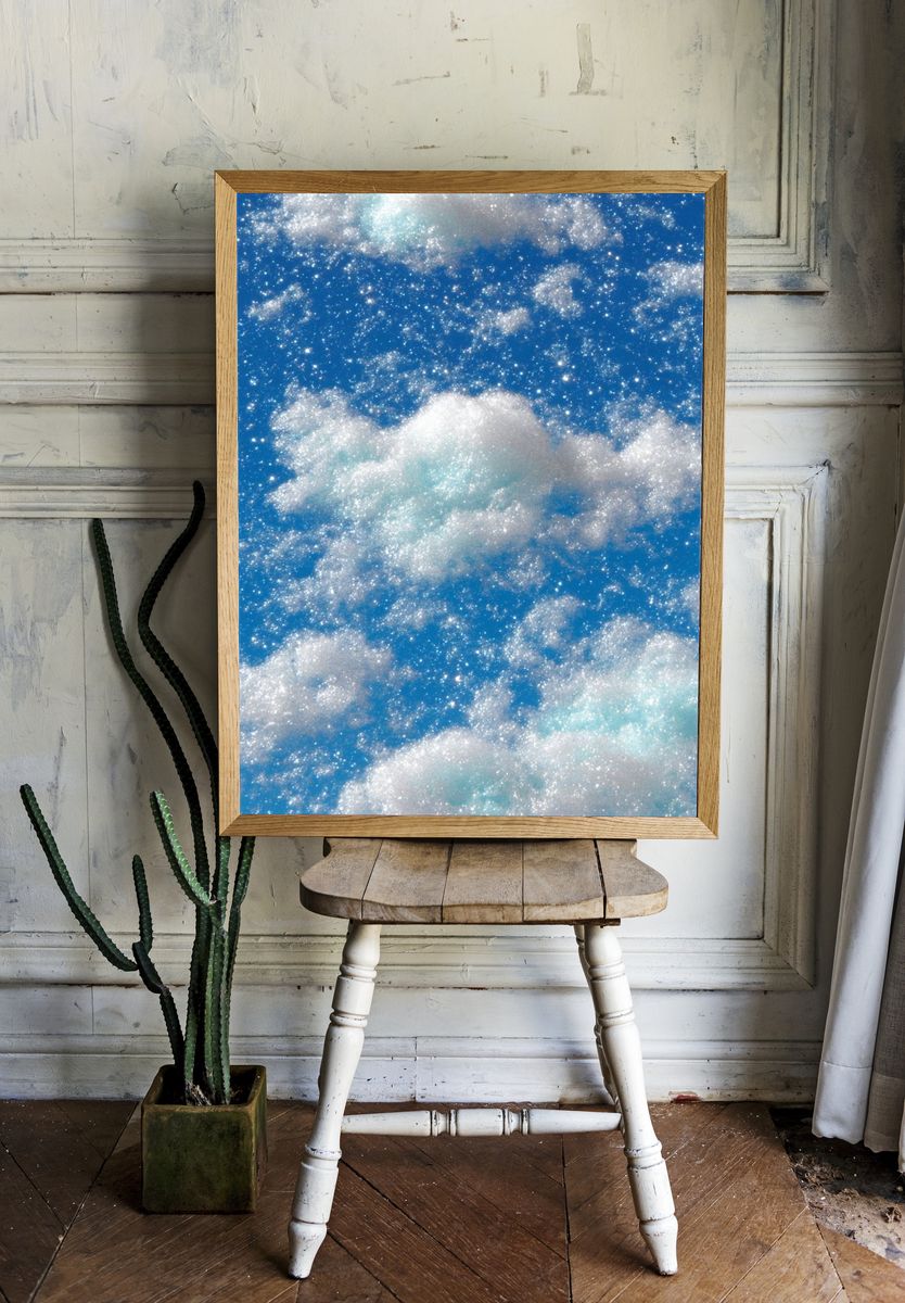 Dreamy Cloud Sky Illustration Poster. room preview