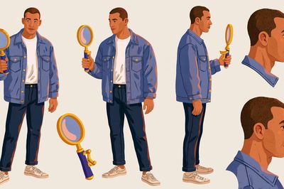 Man with Magnifying Glass Illustration Poster. poster print