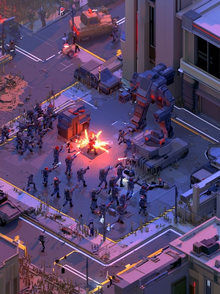 Cyberpunk Battle Cityscape Poster. poster detail