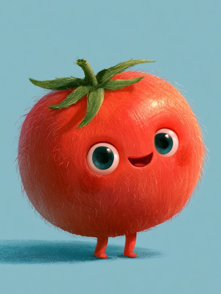 Cute Tomato Character Illustration Poster. poster detail