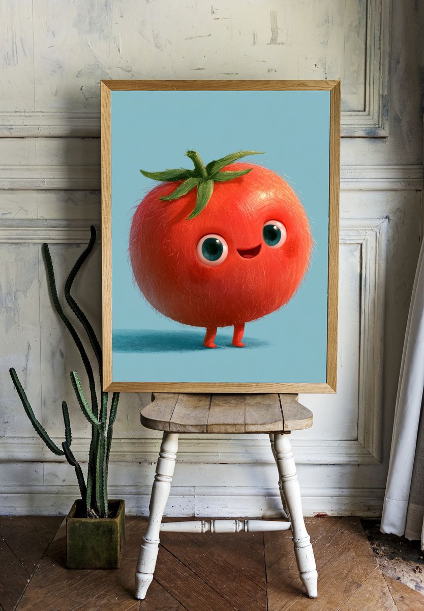 Cute Tomato Character Illustration Poster. — room view 1