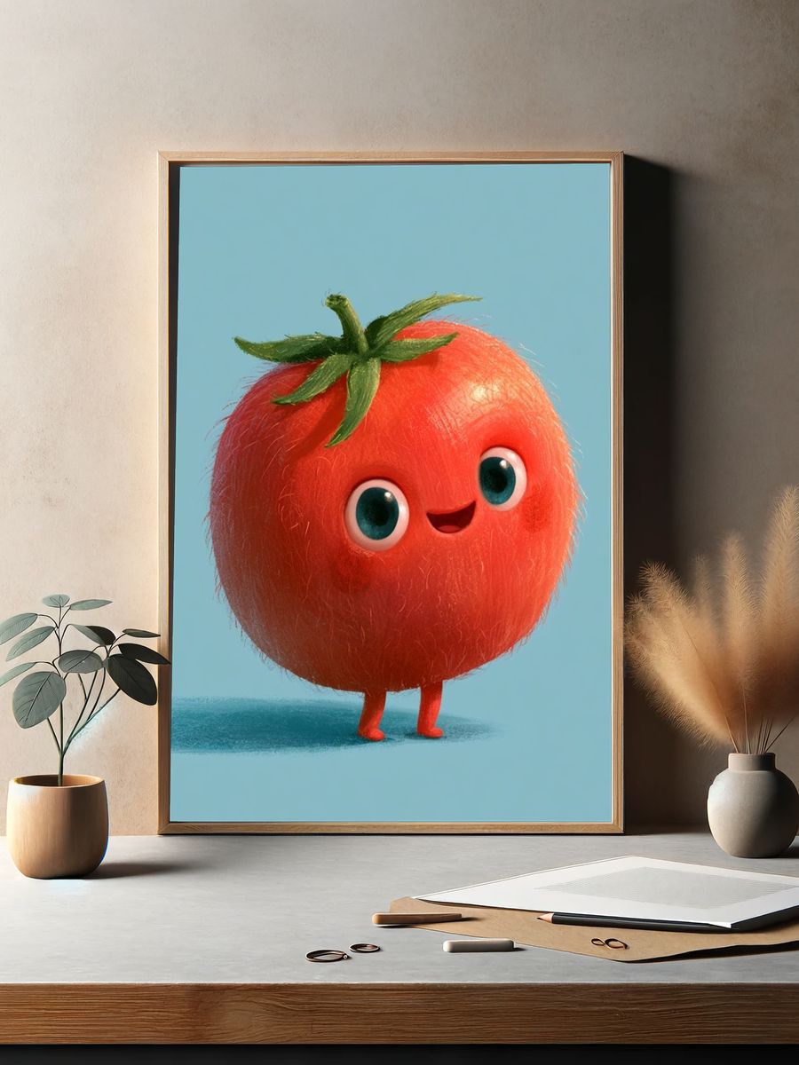 Cute Tomato Character Illustration Poster. — room view 2