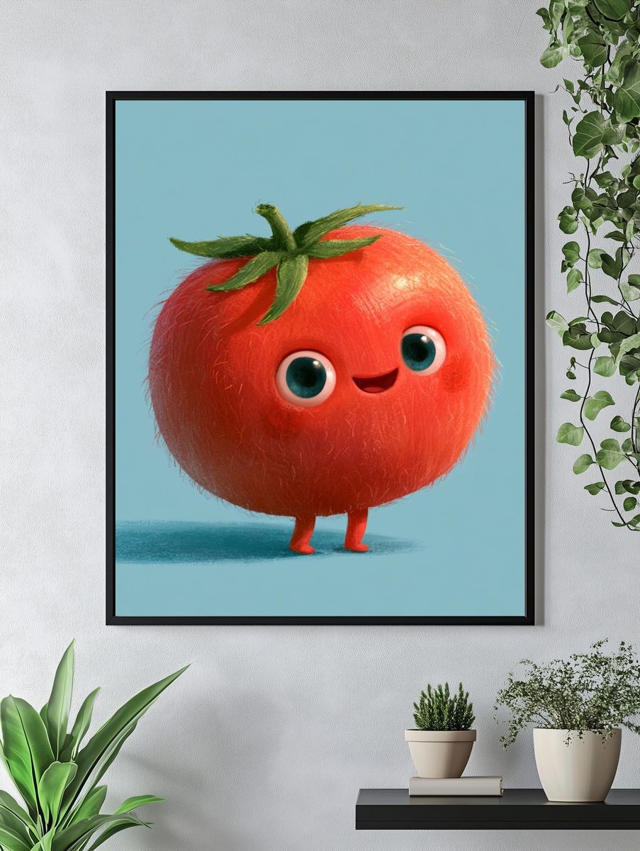 Cute Tomato Character Illustration Poster. — room view 4