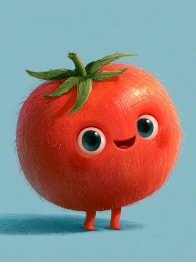 Cute Tomato Character Illustration Poster.