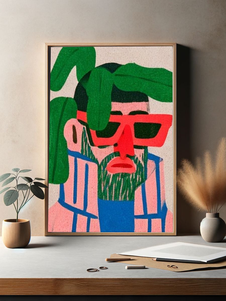 Abstract Face Illustration Poster. — room view 2