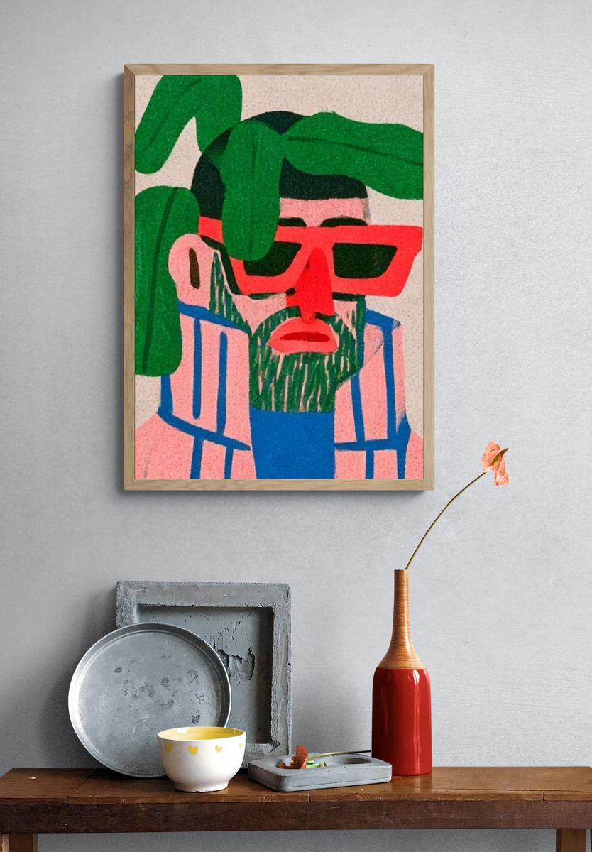 Abstract Face Illustration Poster. — room view 3