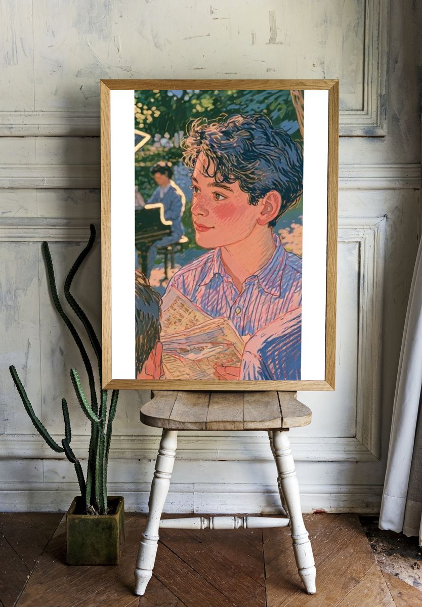 Boy Portrait Illustration Poster. — room view 1