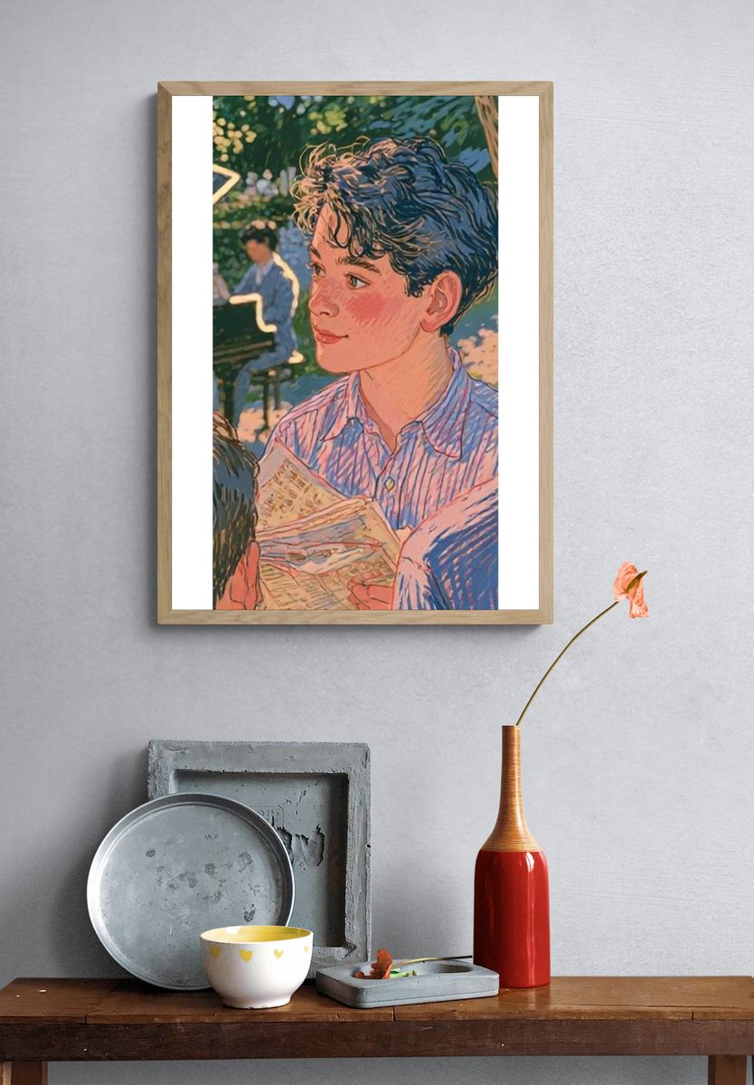 Boy Portrait Illustration Poster. — room view 3