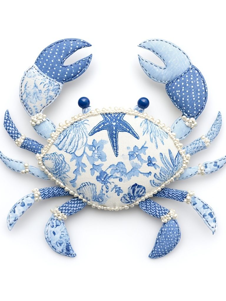 Blue Crab Coastal Illustration Poster. poster detail