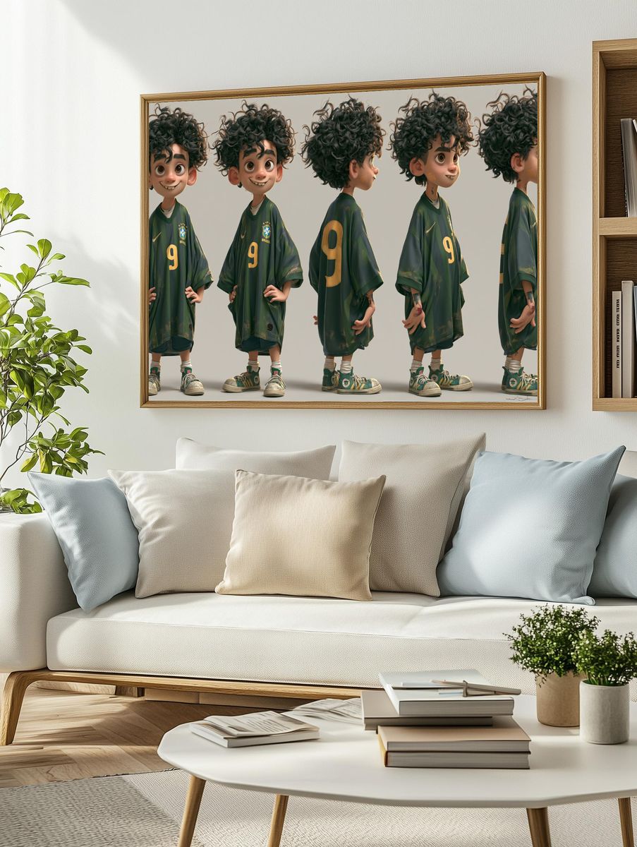 Brazil Soccer Boy Character Poster. — room view 2