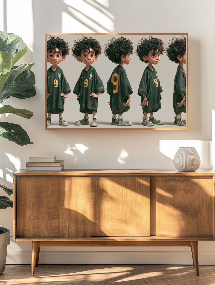 Brazil Soccer Boy Character Poster. — room view 3