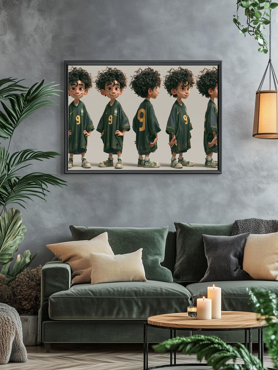 Brazil Soccer Boy Character Poster. — room view 4