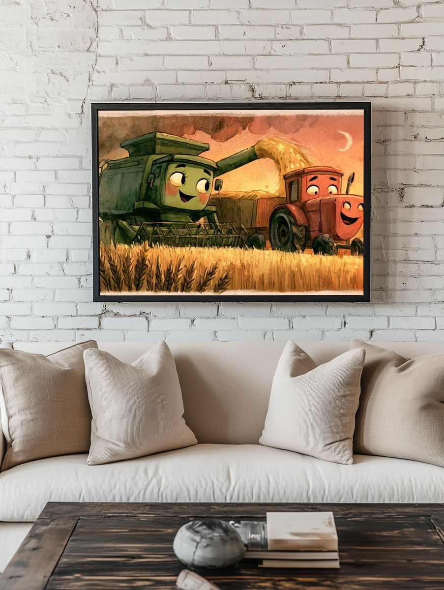 Smiling Farm Harvest Illustration Poster. room preview