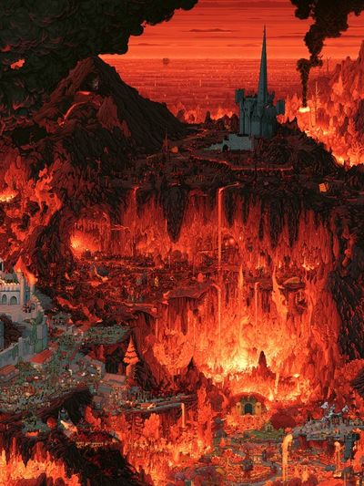 Infernal Fantasy Landscape Poster. poster