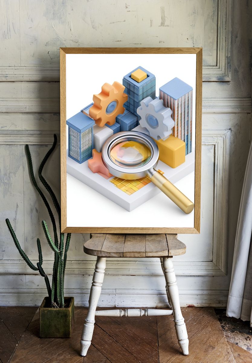 City Search 3D Illustration Poster. room preview