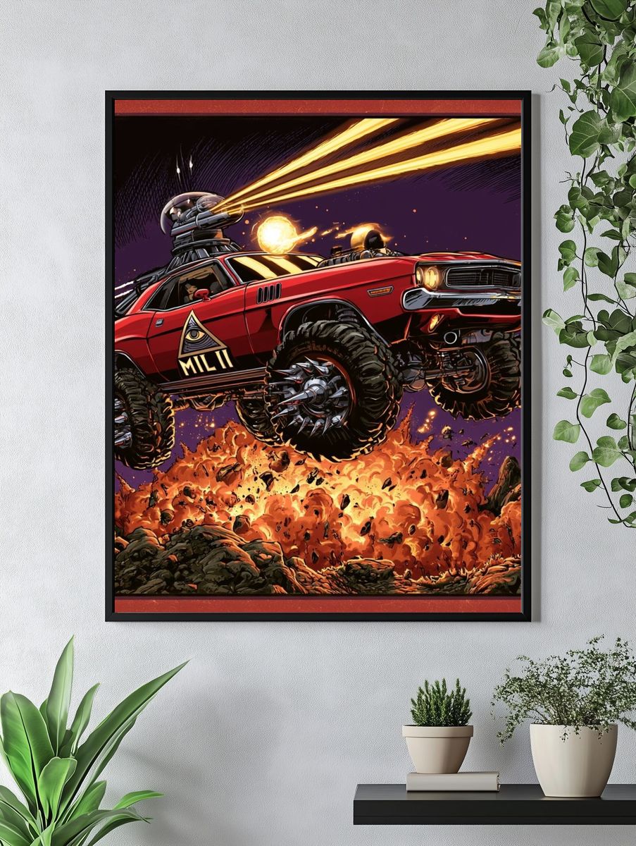 Dystopian Muscle Car Action Poster. — room view 4