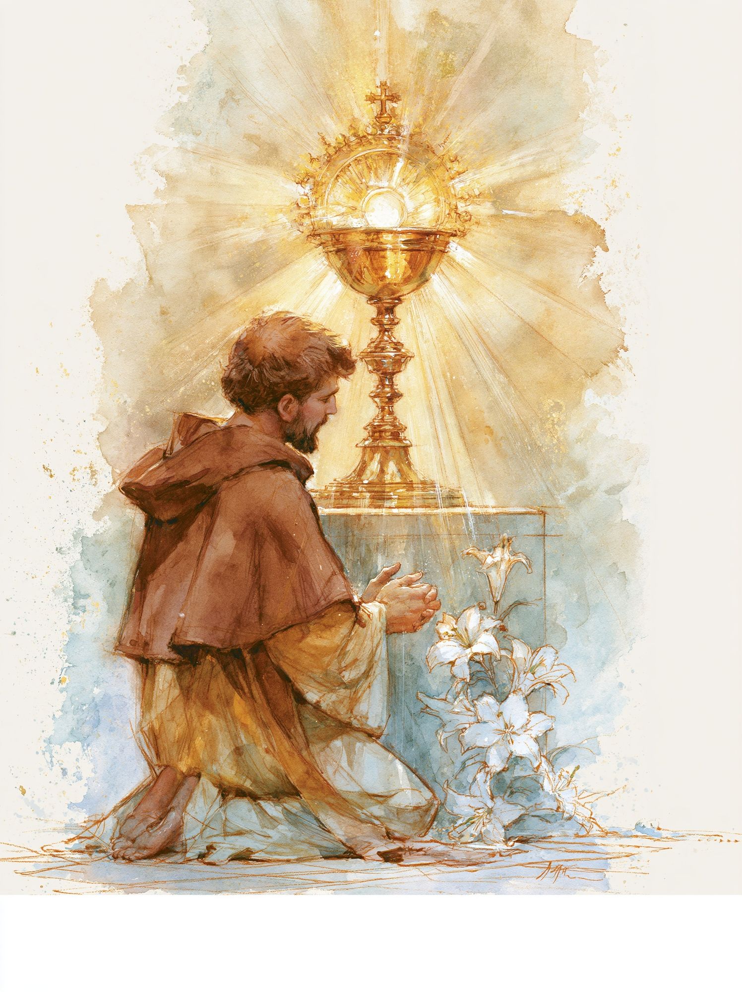 Adoration of the Eucharist Watercolor Poster. poster detail