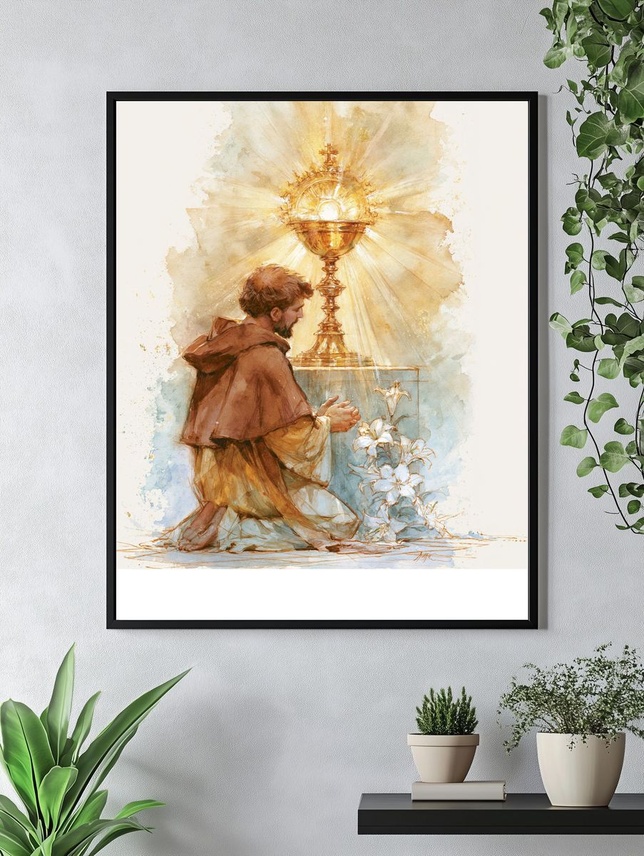 Adoration of the Eucharist Watercolor Poster. — room view 4