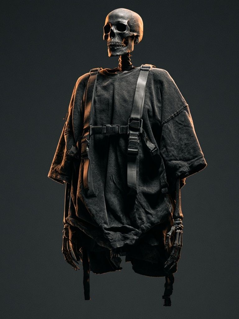Dark Skeleton Figure Illustration Poster. poster detail