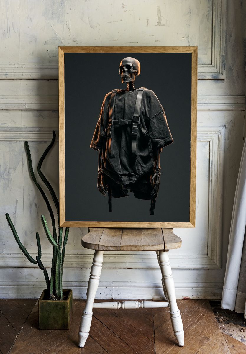 Dark Skeleton Figure Illustration Poster. — room view 1