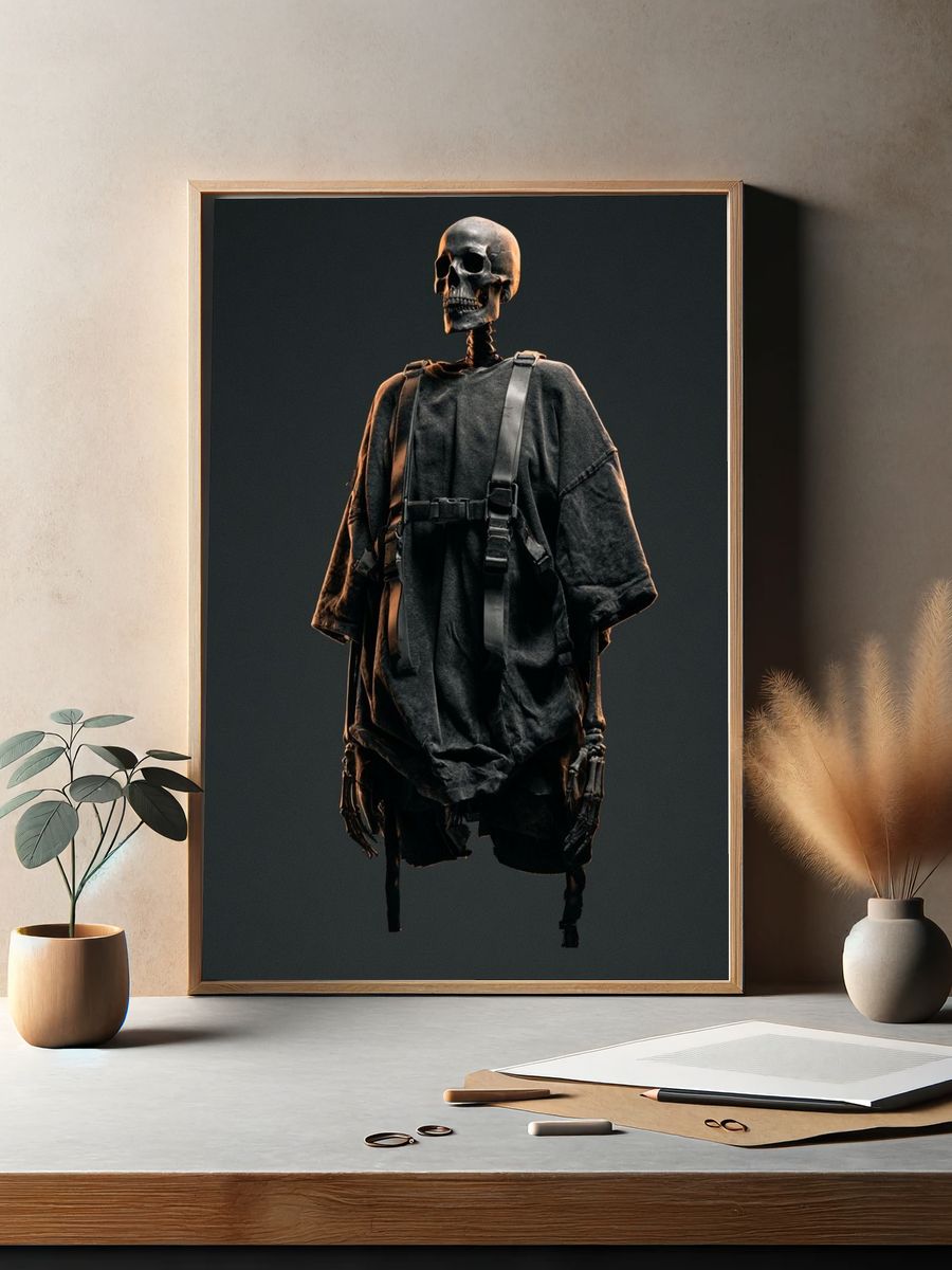 Dark Skeleton Figure Illustration Poster. — room view 2