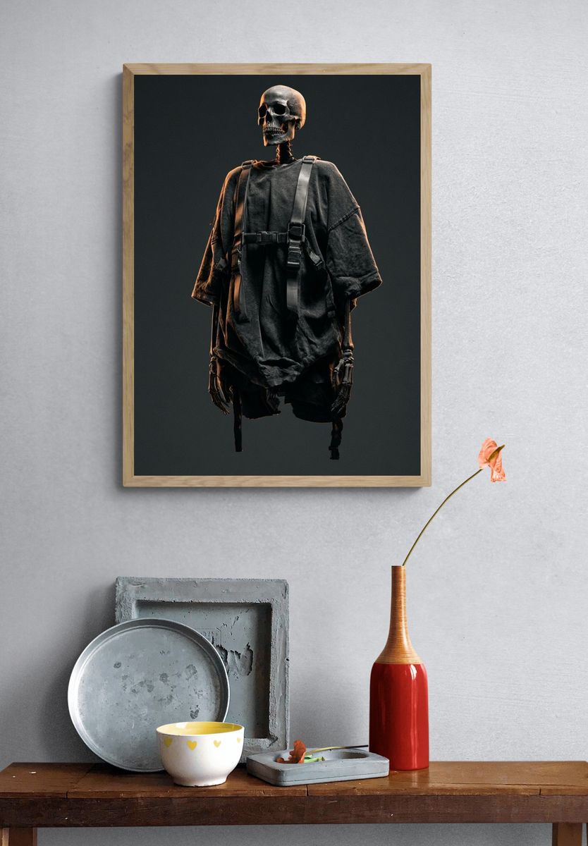 Dark Skeleton Figure Illustration Poster. — room view 3