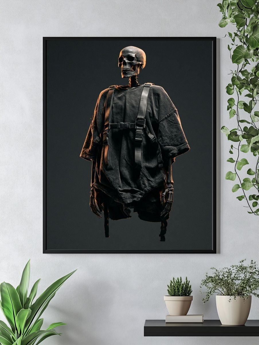 Dark Skeleton Figure Illustration Poster. — room view 4