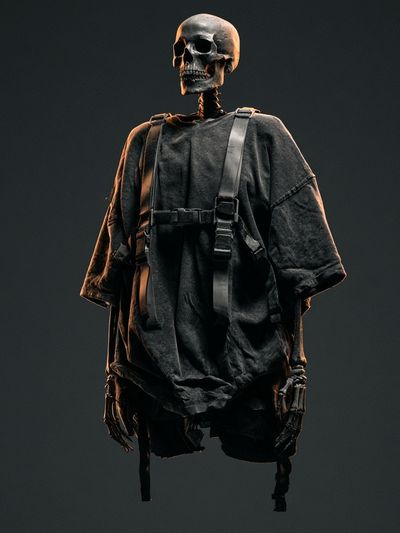 Dark Skeleton Figure Illustration Poster. poster