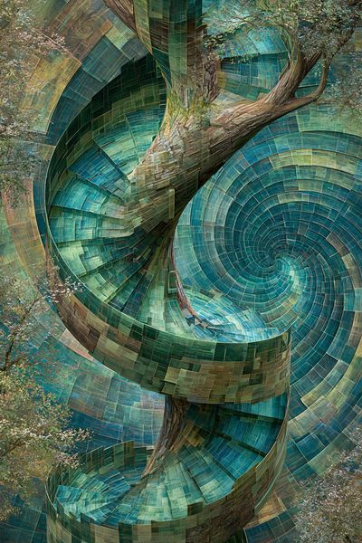 Spiral Tree Mosaic Illustration Poster. poster