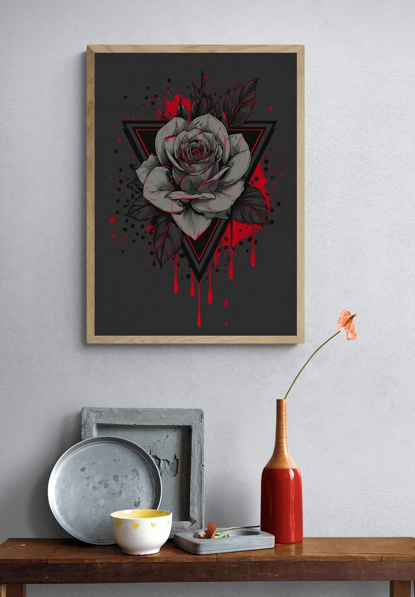Gothic Rose Triangle Poster. — room view 3