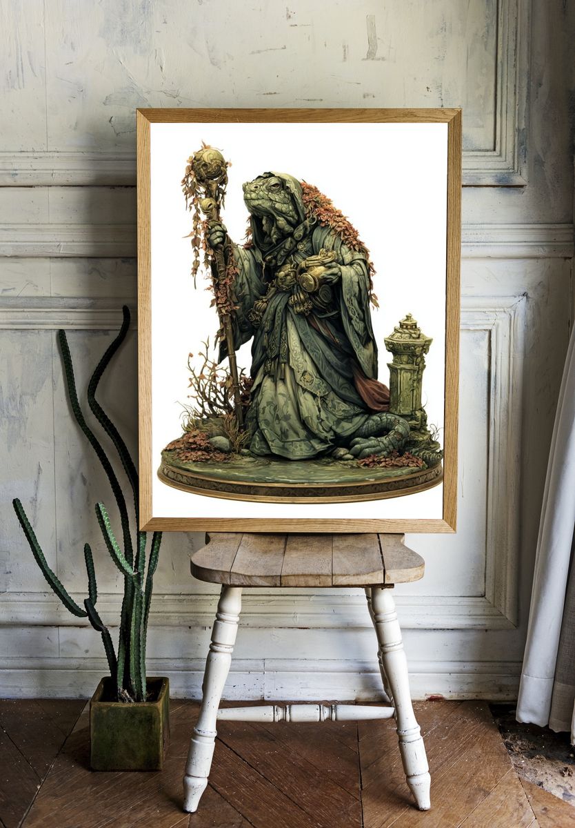 Mystic Turtle Sage Illustration Print. room preview