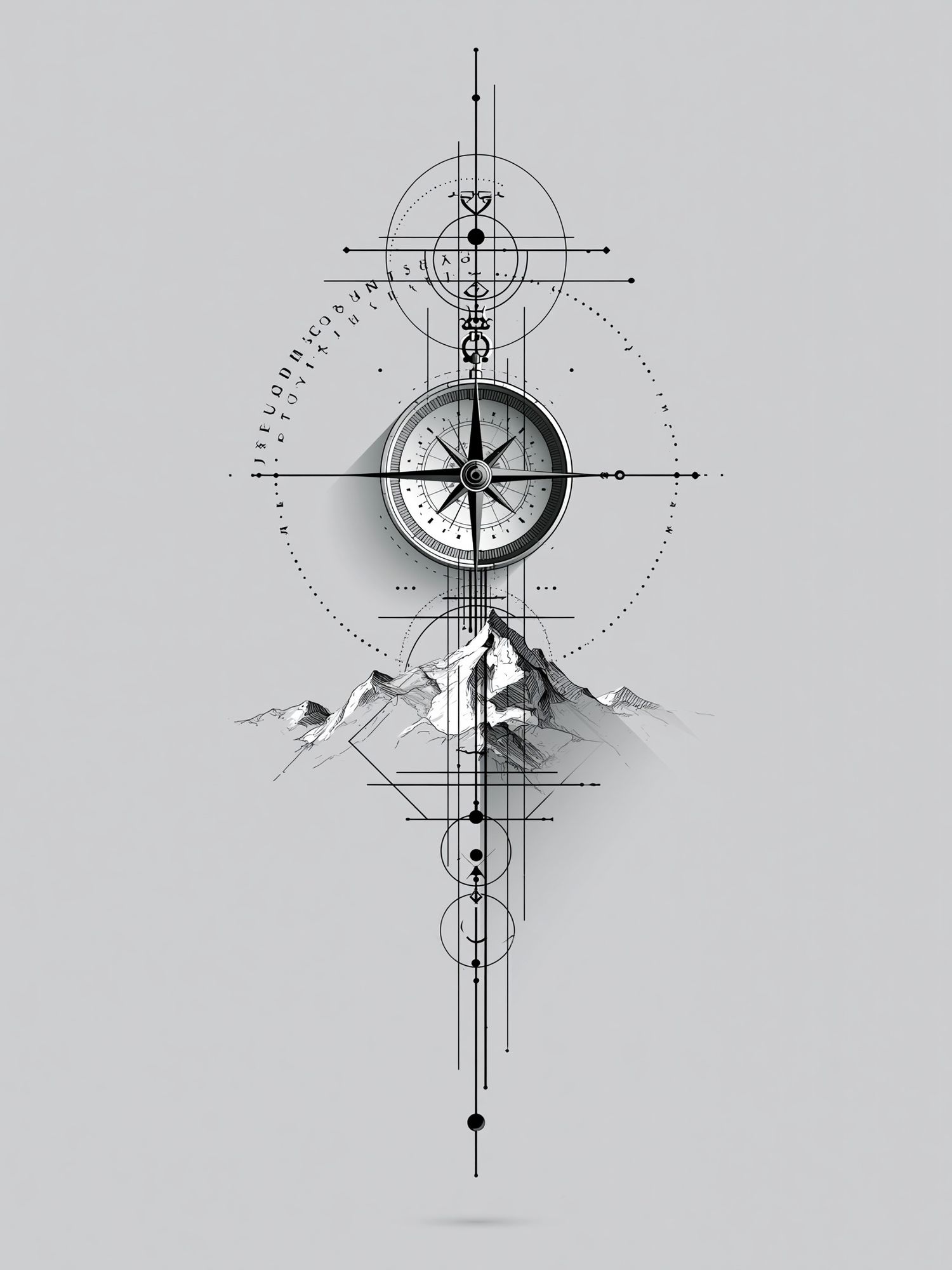 Mountain Compass Minimalist Print. poster — illustration art