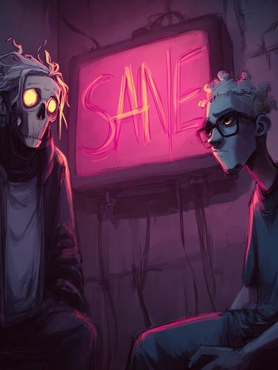 Neon Sale Figures Illustration Poster. poster print